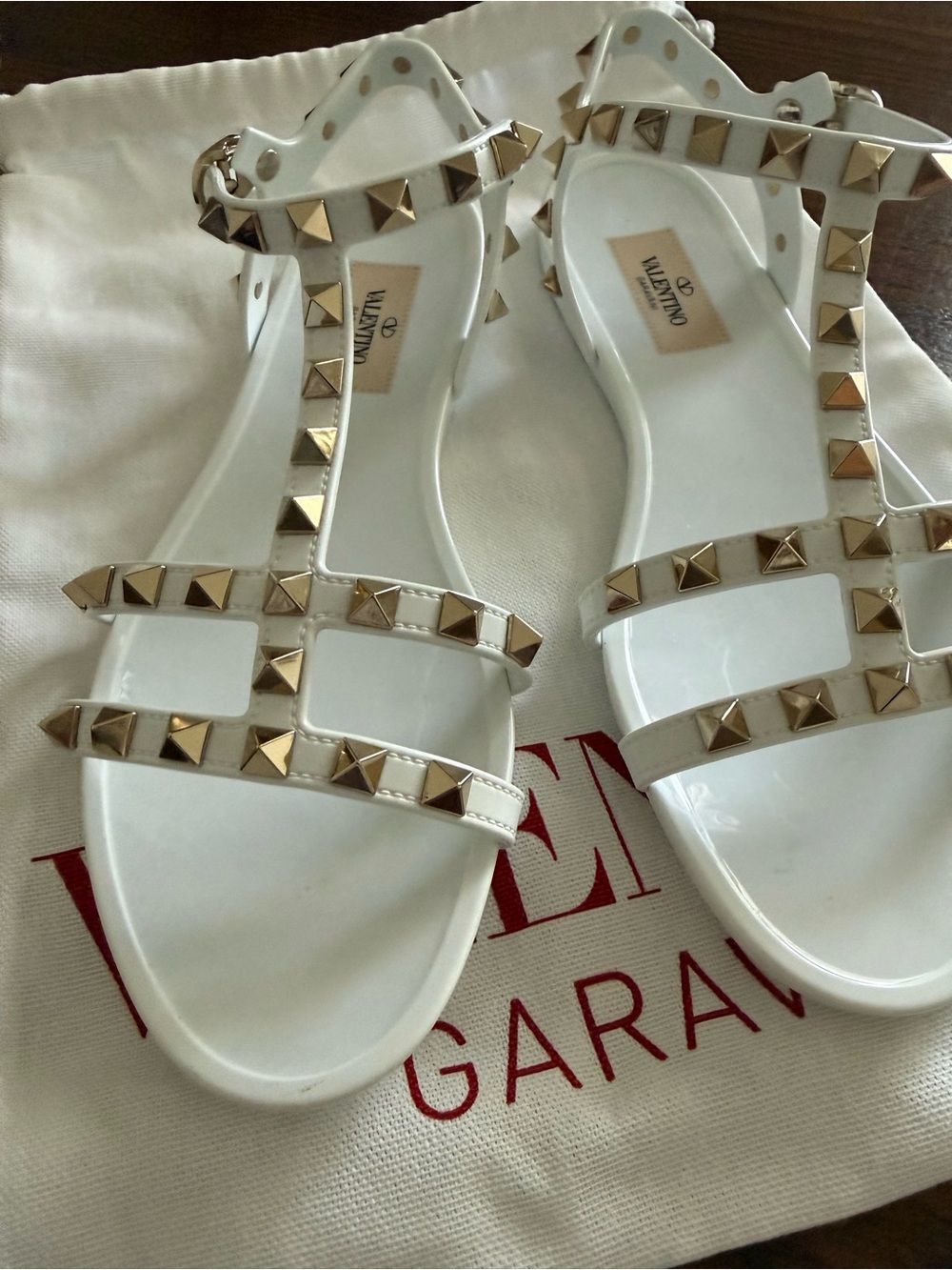 Valentino Garavani White Rockstud jelly Sandals Size 37